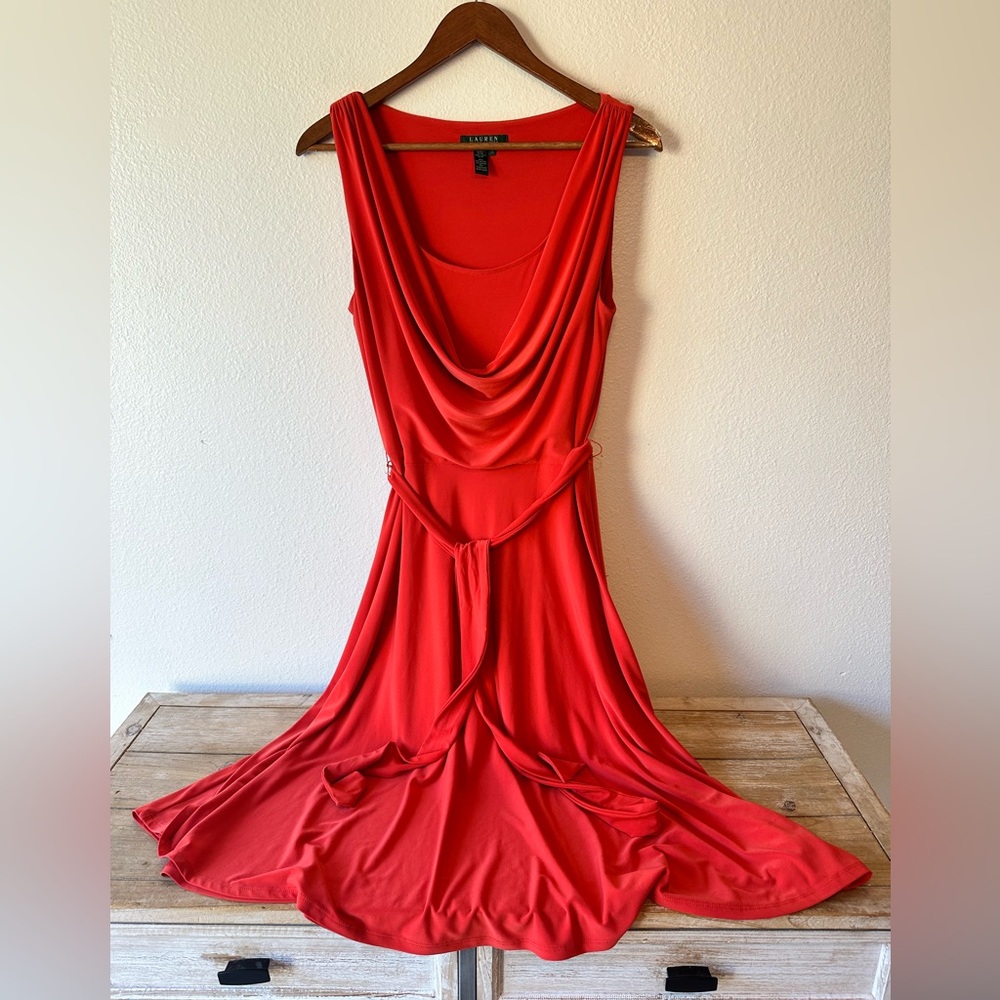 Lauren Ralph Lauren Orange Scoop Neck Dress Size 10
